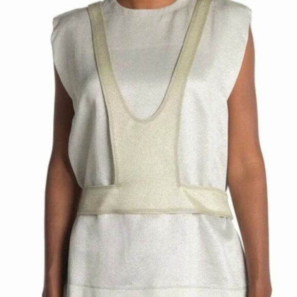 Valentino Contrast Bodice Sleeveless Top silver and Water Green - Picture 4 of 12